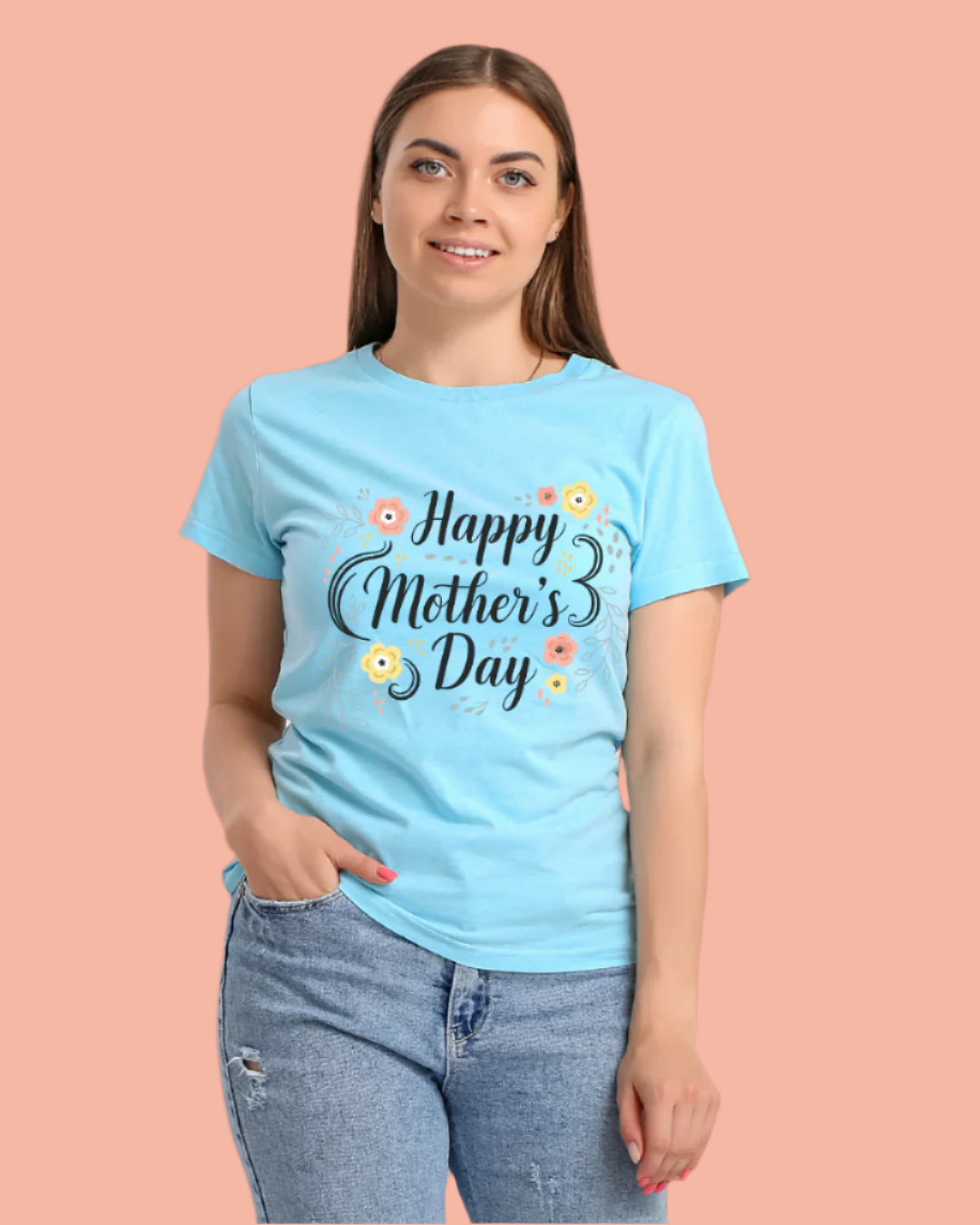 Happy Mother's Day T-Shirt, 100% Cotton, Floral Design